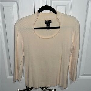 Rafaella Cream Ribbed Blouse